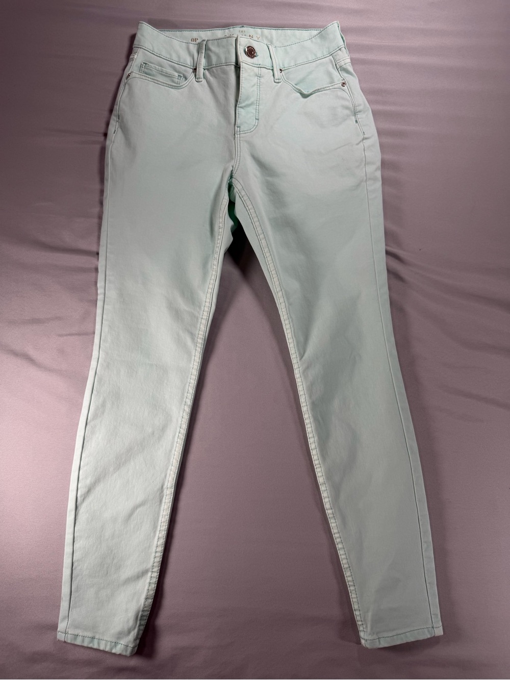 White House Black Market Mint Green High Rise Skinny Ankle Jeans Sz 0P #1095